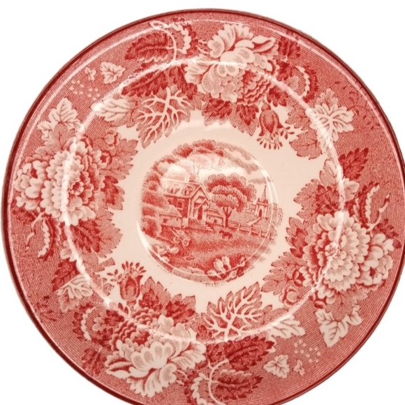 Enoch Woods English Scenery Pink Woods Ware By Woods & Sons Teacup & Saucer - Picture 5 of 7